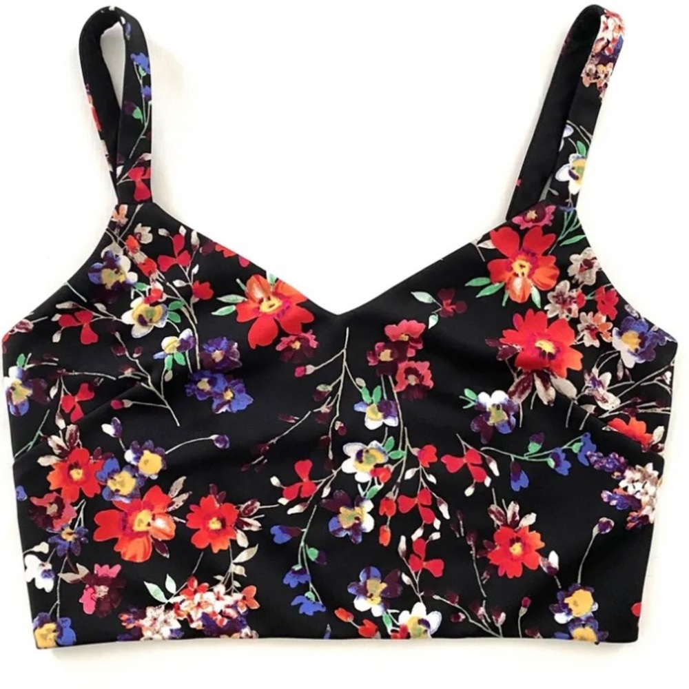 Express floral crop top size s with opens strappy back